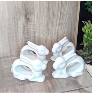 (4) EASTER VINTAGE BUNNY NAPKIN RINGS CERAMIC JAPAN